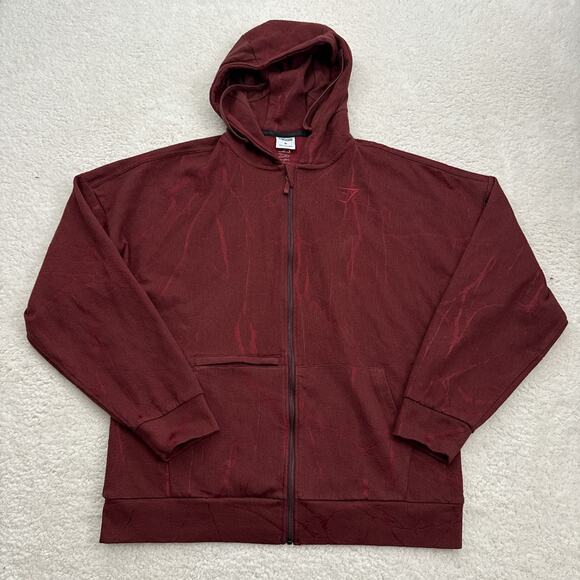 Gymshark Zip Up Track Jacket Maroon Men's Size Medium Athleisure Warmup - Picture 1 of 10